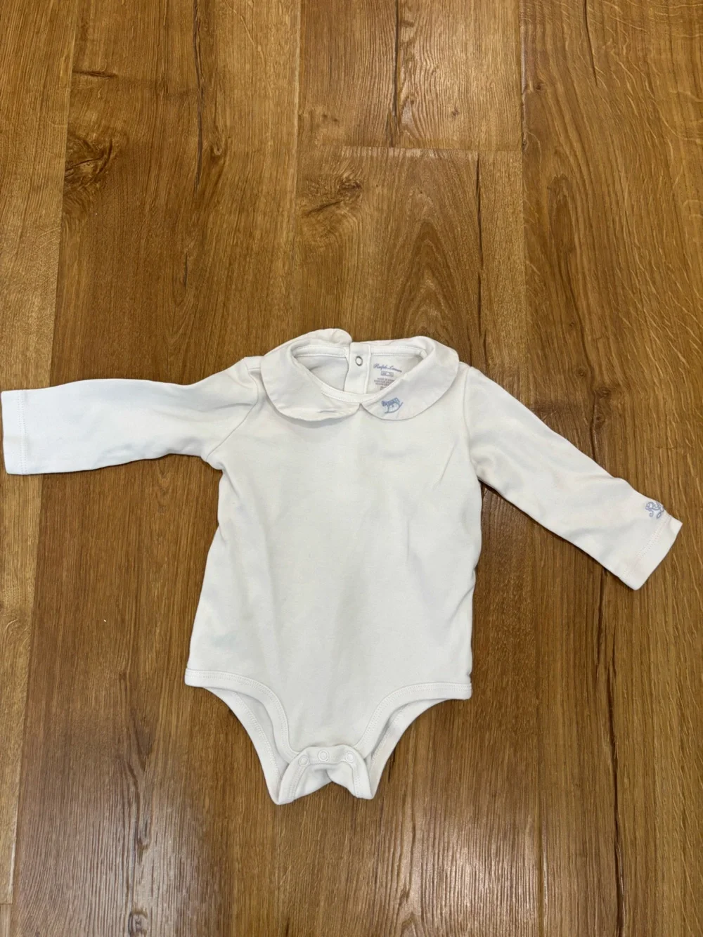 Ralph Lauren Rocking Horse Collared Long Sleeve Bodysuit T-shirt